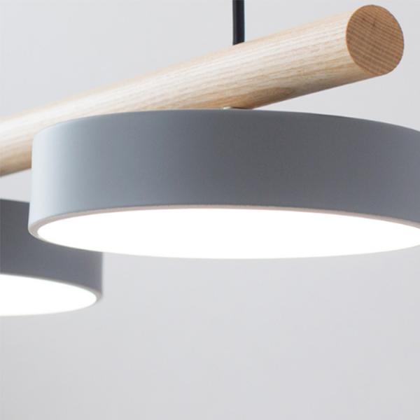 Nordic Minimalist 3-Headed Hanging LED Pendant Light Solid Japanese Wood Glass Shade Dining Room Bar Multiple Sizes Available