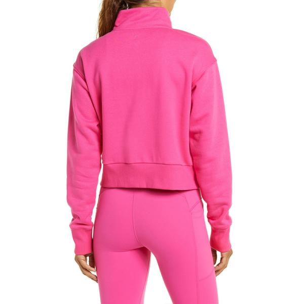 Wholesale Custom Logo High Quality Soft 100% Cotton Half Zipper Sport Crop Sweatshirt Hoodies for Women