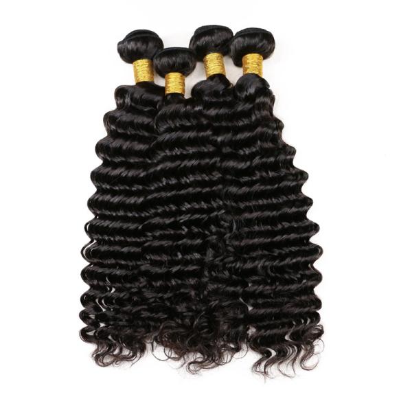 Double Layers Deep Wave Virgin Human Hair Bundles With Single Drawn Hair End