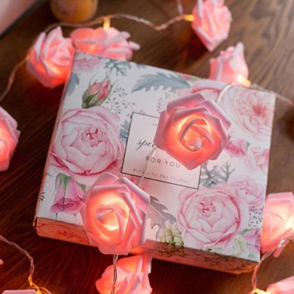 1.5M 10LED Artificial Rose Flower Garland String Light LED Fairy Lights Valentine's Day Wedding Christmas Party Decorations