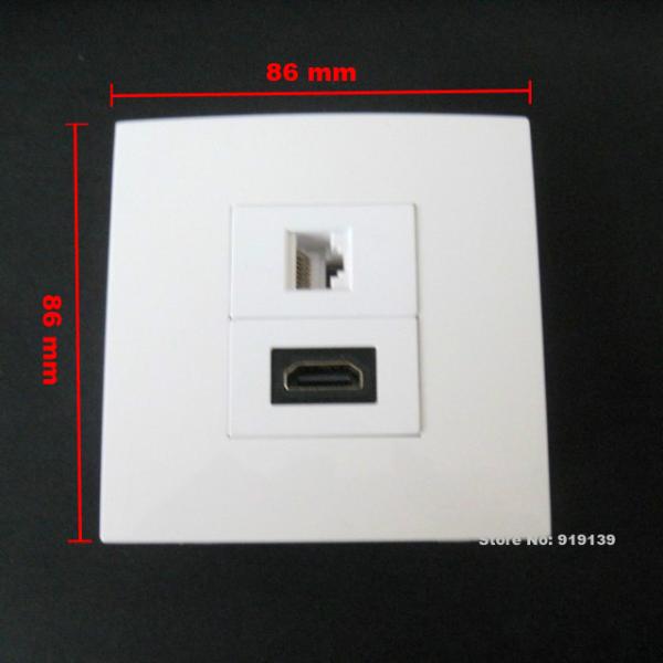 Perfect Quality HDMI+RJ45 Network Wall Socket 86x86 mm Standard Size Home Plug