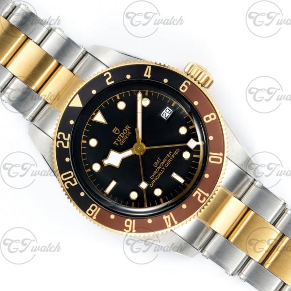 Tudor Black Bay GMT Root Beer Super Clone Watch 41mm Brown Black Bezel Automatic Two Tone Jubilee Bracelet