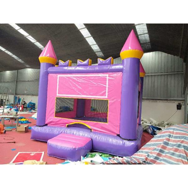 Pink Blue Banner Adult Size Bounce House 0.55mm PVC Tarpaulin Materials