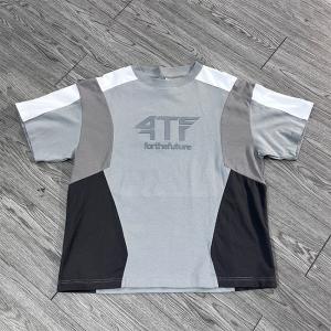 Custom Color Blocking Embossing Logo Football Jersey Cotton Boxy T Shirt Soccer