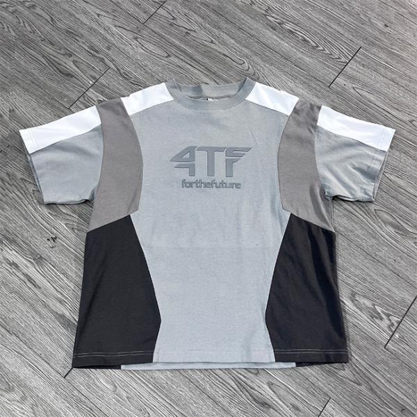 Custom Color Blocking Embossing Logo Football Jersey Cotton Boxy T Shirt Soccer Jersey Basketball Jersey