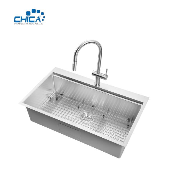 single bowl SUS304 stainless steel sink commercial topmount handmade house kitchen sink