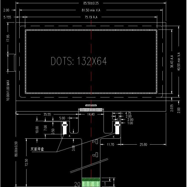 Фабрика подгоняет 132 64 модуль LCD COG матрицы точки TN STN FSTN