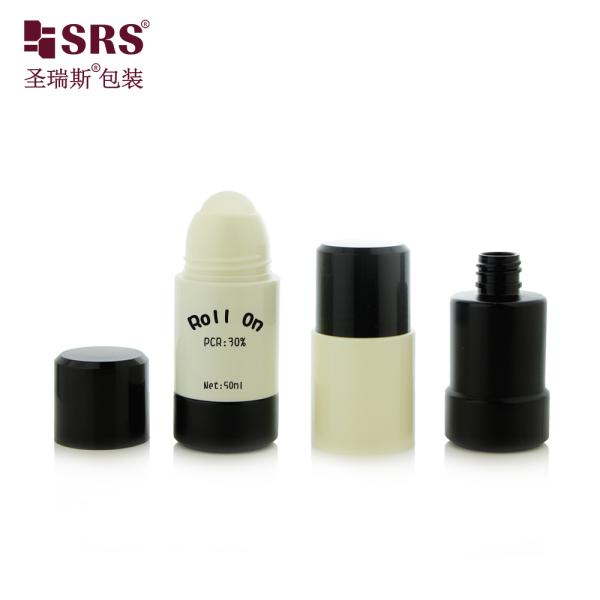 RPPE 50ml 75ml Replaceable Injection Customized Cream-Colored Plastic Mono PP PCR Roll On Bottle  For Deodorant Gel