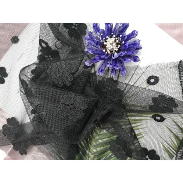 Recycled AZO Free Women Dress Green Embroidered Lace Fabric