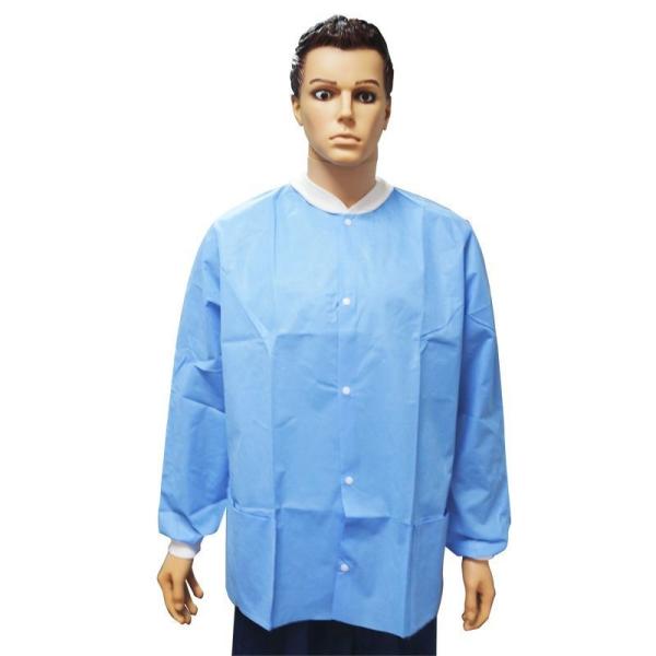 25GSM Nonwoven Disposable Non Eo Sterile Medical Lab Coat with Pockets and Mao Collar