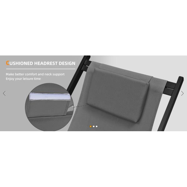 Patio Sling Chairs Outdoor Portable Folding Adjustable Beach Chairs Polyester Fabric Aluminum Chair Set Cushion