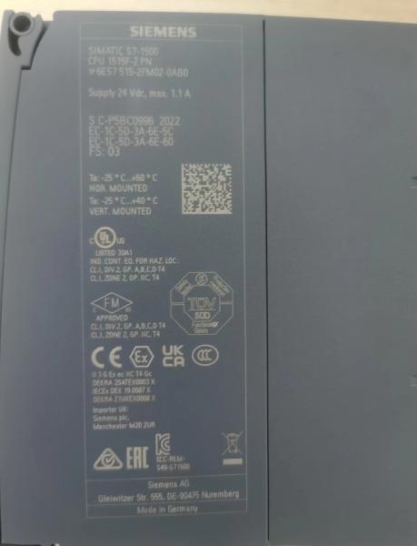 6ES7515-2FM02-0AB0 SIMATIC S7-1500F Siemens CPU PLC 1515F-2 PN