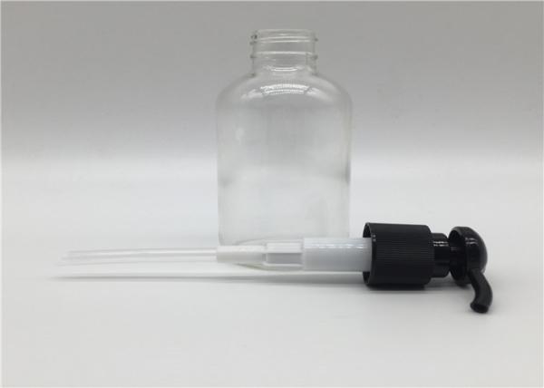 4oz Boston Round Glass Dispenser Bottle With Plastic Pump for  disinfectant , hand wash disinfectant bottle