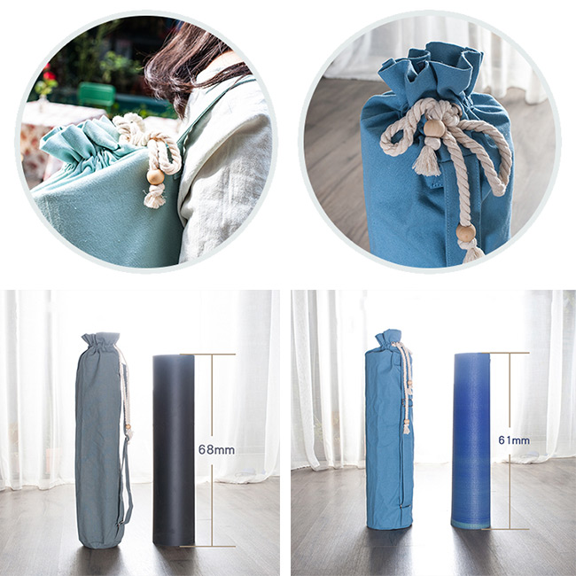 70×14cm Eco friendly Cotton Canvas Drawstring Yoga Mat Carrying bag