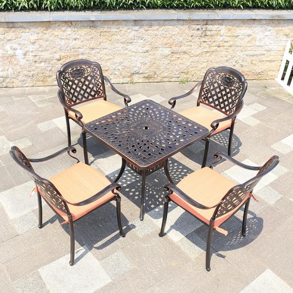 Outdoor Furniture Garden Dining Set Round Cast Aluminum Set with Customizable Options