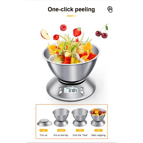 All-Season Digital Food Scale Stainless Steel Kitchen Scale with Bowl and Accurate Weight Measuring Capability