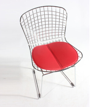 Harry Bertoia Wire Side Chair , Chromed Powder Black Wire Diamond Chair With Pad