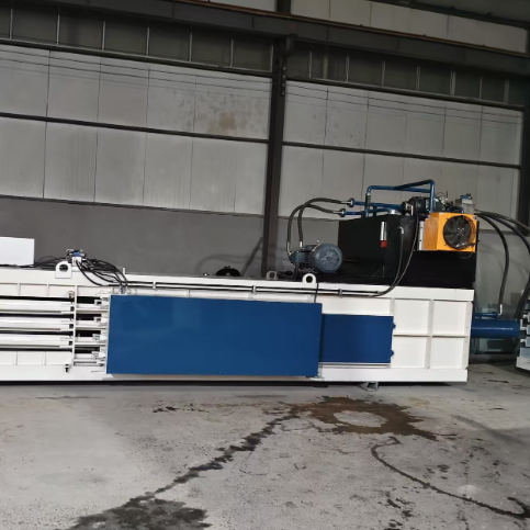 Waste Horizontal Baler Machine 100% Automatic Operation Cycle Conveyor Belt Auto Feeding
