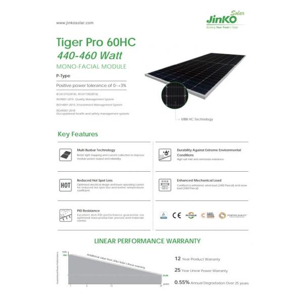 440W 445W Jinko Mono Solar Panels 450W 455W 460W Full Black Solar Panels