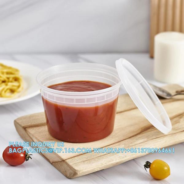 16oz. Plastic Deli Food Storage Containers With Plastic Lids, Disposable Togo Containers For Soup, Meal Prep
