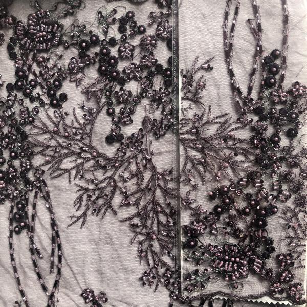 Easily Customizable Luxury 3D Flowers Beaded Embroidery Lace Fabric New Design Lace for Women's Clothing Dance  Dresses