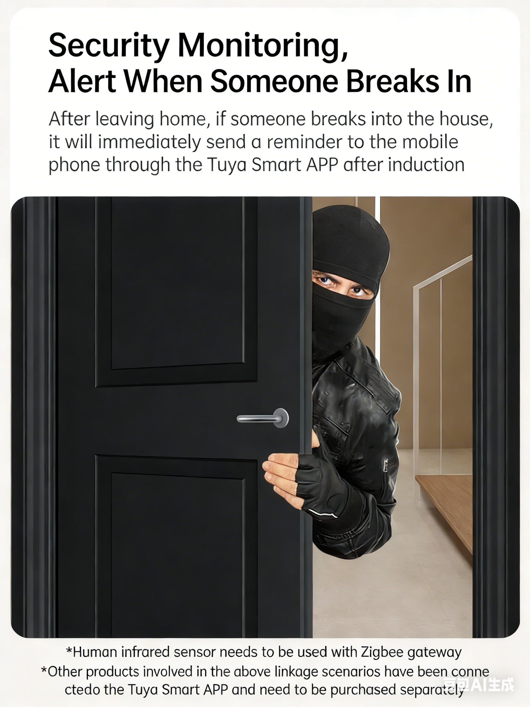 150° Wide View Motion Smart Home Sensors 360° Rotating ZigBee Detector