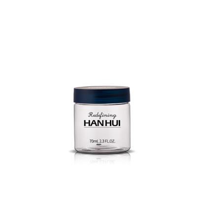 70 ml frascos de plástico claros redondos de boca larga embalagem para creme facial