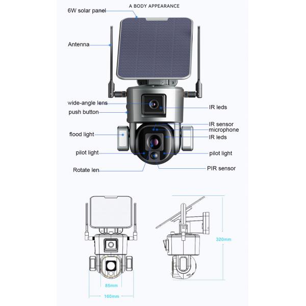 10x Zoom 4.0MP Wifi Dome CCTV Network Ipsy Solar Battery Backup Surveillance Camera 4g