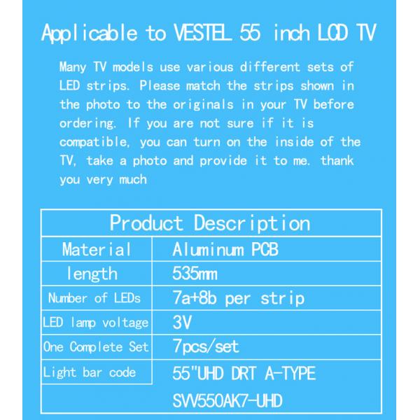 55 Заднее освещение Vestel для SVV550AK7-UHD-7LED-A/ B55U6663DB 55U6763DB 55U5766DB LT-55C760