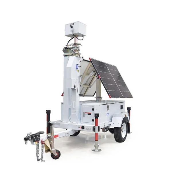 Solar CCTV Trailer With Foldable Solar Panels For Construction Sites Surveillance
