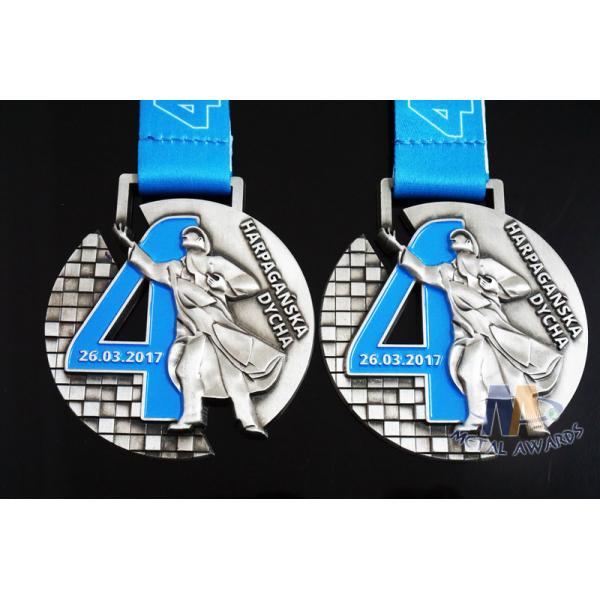 Singing Riding Marathon Custom Sports Medals Cut Out Design 3D effect With Sublimated Ribbon