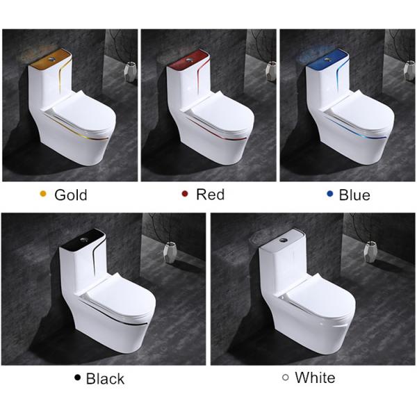 Sanitary Ware One Piece Bathroom Toilets White Ceramic Manual Button