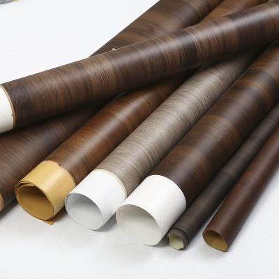 Fios laminados de grãos de madeira cinza-negro auto-aderente para móveis