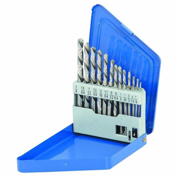 Left Hand HSS Drill Bit Set 13pc 1/16-1/4in Reverse Bolt Remover