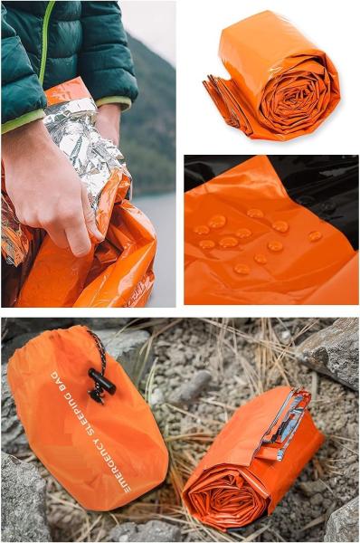 Emergency Sleeping Bag 2 Pack Lightweight Survival Sleeping Bags Thermal Sack Portable Emergency Blanket Campin