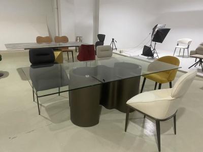 Rectangular Tempred Glass Top Dining Table Stainless Steel Dining Table Metal Dining Table