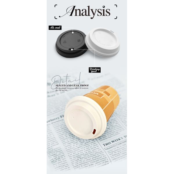 Heat Resistant PS 80mm 90mm Black/White Plastic Coffee Cup Drinking Lids