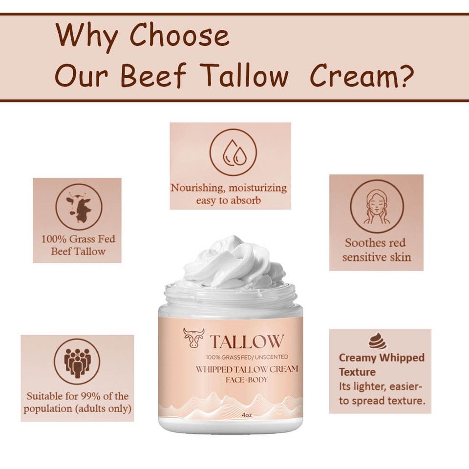 OEM ODM Brand Skincare Products: Whipped Beef Fat Moisturizing Soothing Skincare Facial Body Moisturizing Cream Fragrance
