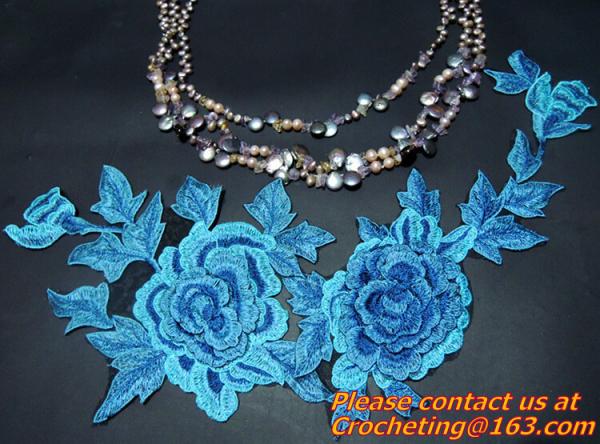 white flower Embroidery Lace patch motif applique trim headband hair bow garment clothing