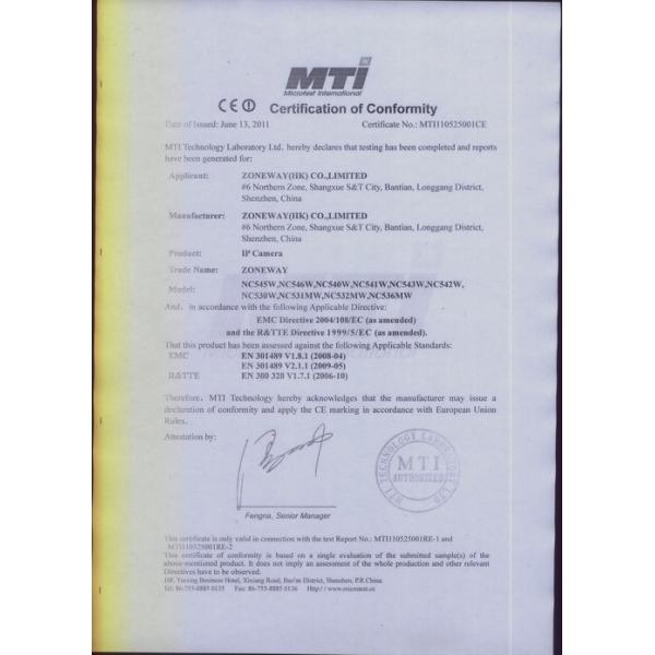 ZONEWAY CO.,LIMITED Certifications