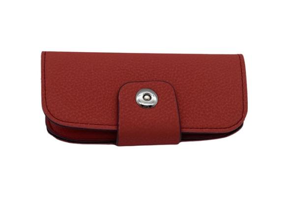 Red Soft Leather Eyeglass Case Custom Logo 158x82x40mm