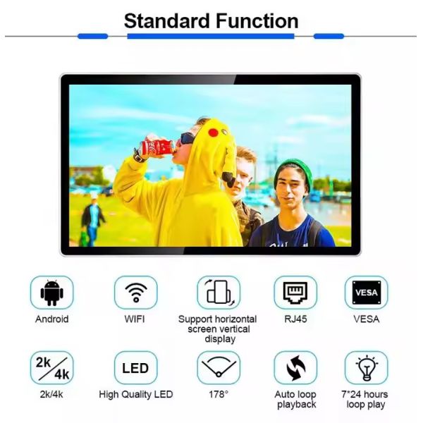 CH Android Lcd Digital Signage 32 55 65 Inch Electronic Poster Advertising Smart Window Display Interactive Screen for Business