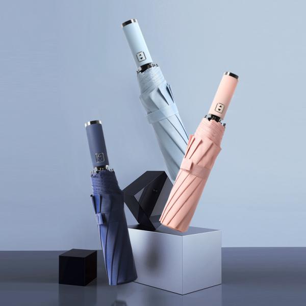 Portable Wind Resistant Sunscreen UV Protection 3 Folding Umbrella with Automatic Open