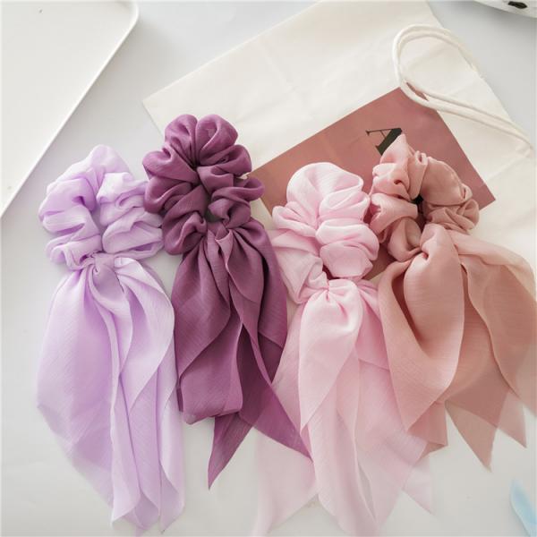 Europe Usa spring summer chiffon thin bow streamer fringed cross-border hot sales women's headwear fabric hair band