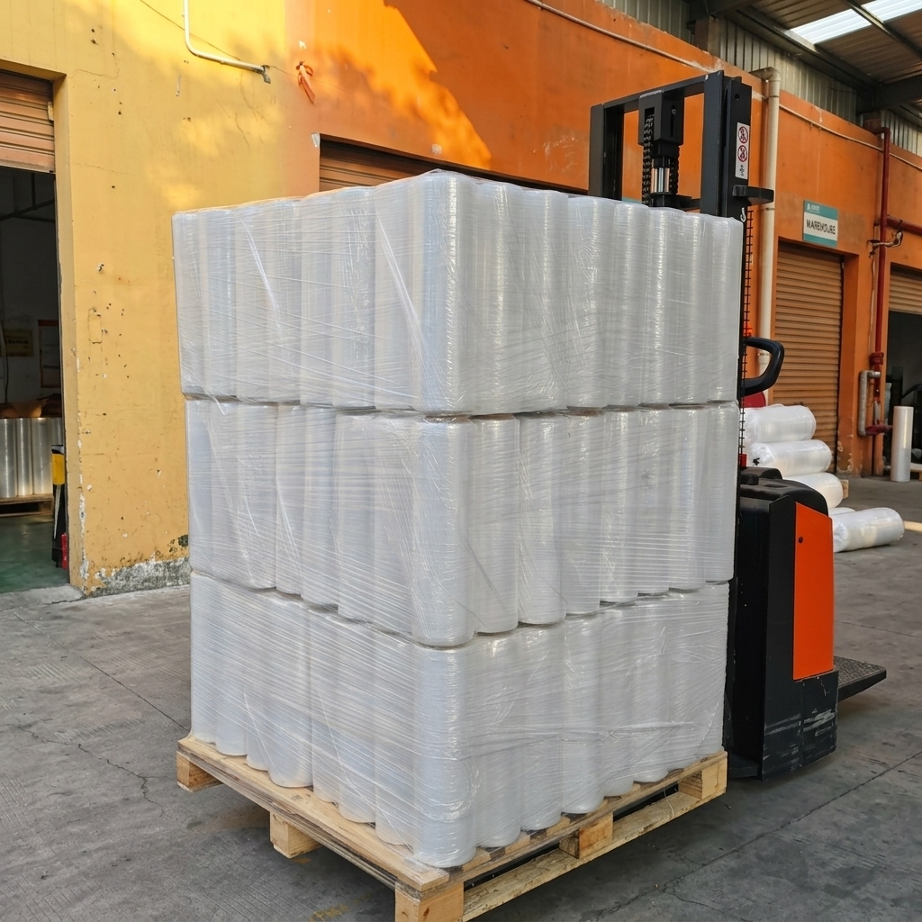 23 Micron LLDPE Stretch Wrap Film Transparent Pallet Packing Film Jumbo Roll for Warehouse Packaging