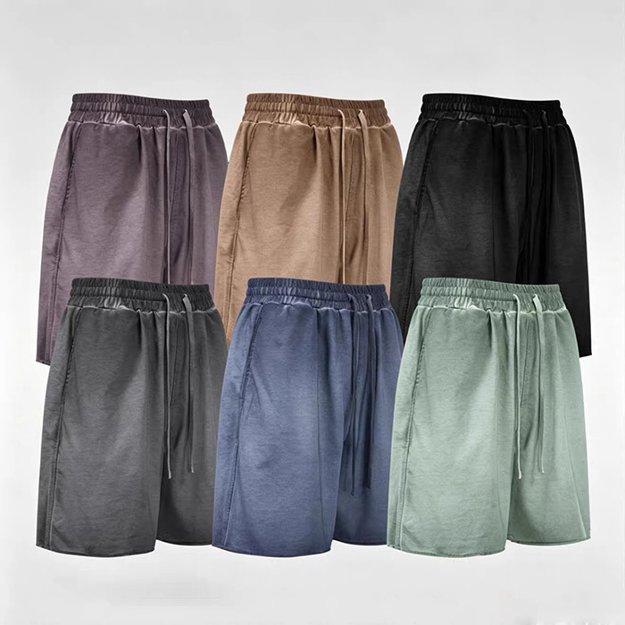 Casual Men's Sweatpants Shorts Loose Vintage Drawstring Shorts 320GSM 80% Cotton Blend