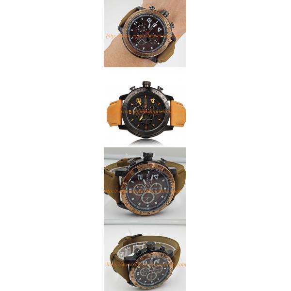 Brown Leather Watch Retro Watches for Man Business Watch 3 Subdials Quartz Analog Watches