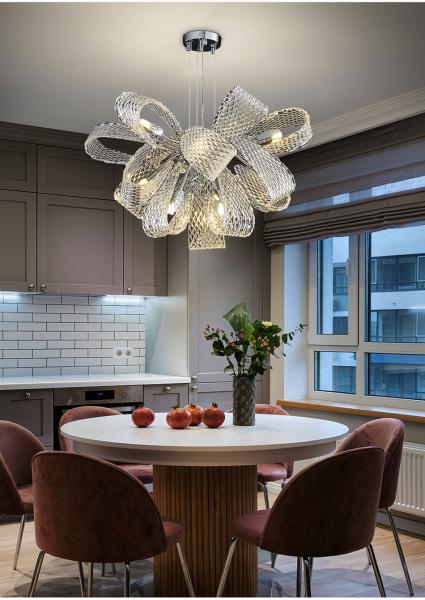 Luxury Glass Chandelier For Living Room Led Modern Home Decor Flower Chandeleir(WH-CY-216)