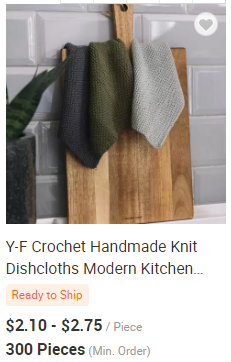 Y-F Kitchen Crochet Wash Cloth 100% Cotton Eco Friendly 3pk 9x9 Knitted Wash Dish Cloths