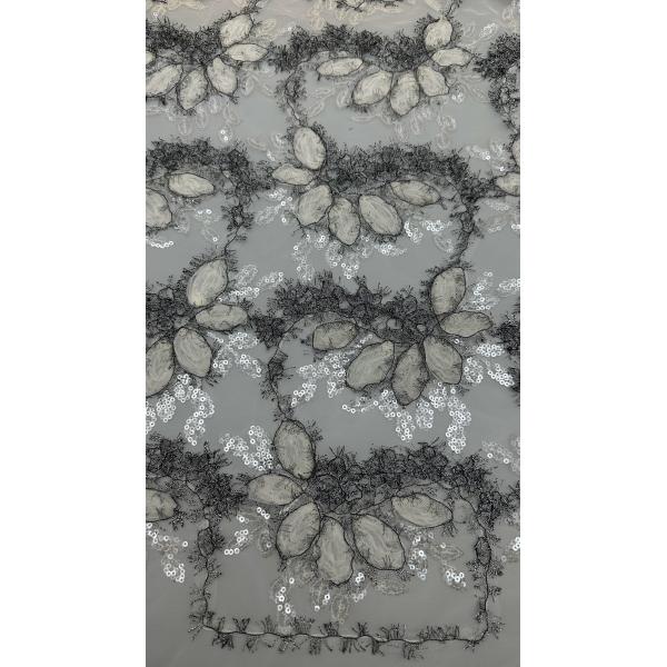 100% Polyester Sequin Metallic Lace Fabric Luxury Breathe And Elegent Sequin Fabric